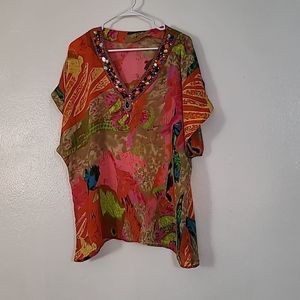 Madison Paige Sheer Jewel Collar Top